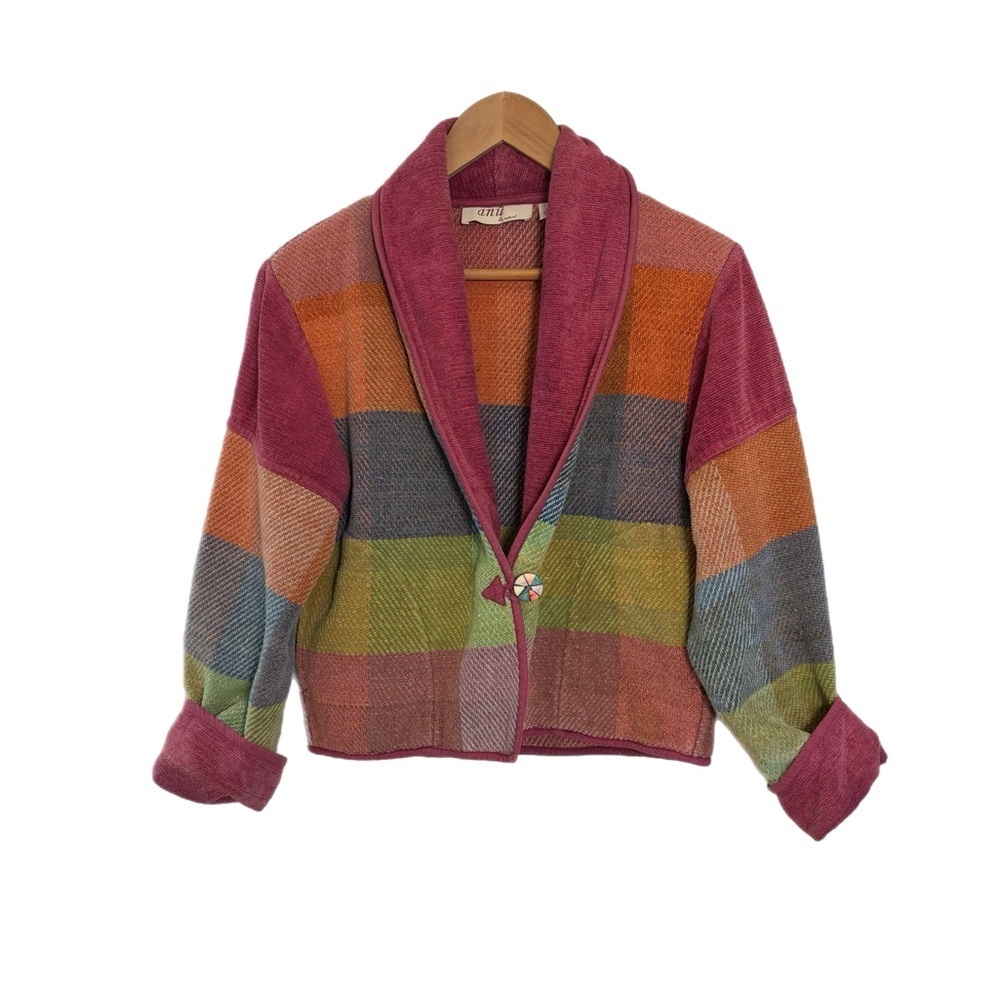 Anu by natural colorful 100% cotton corduroy color block blazer